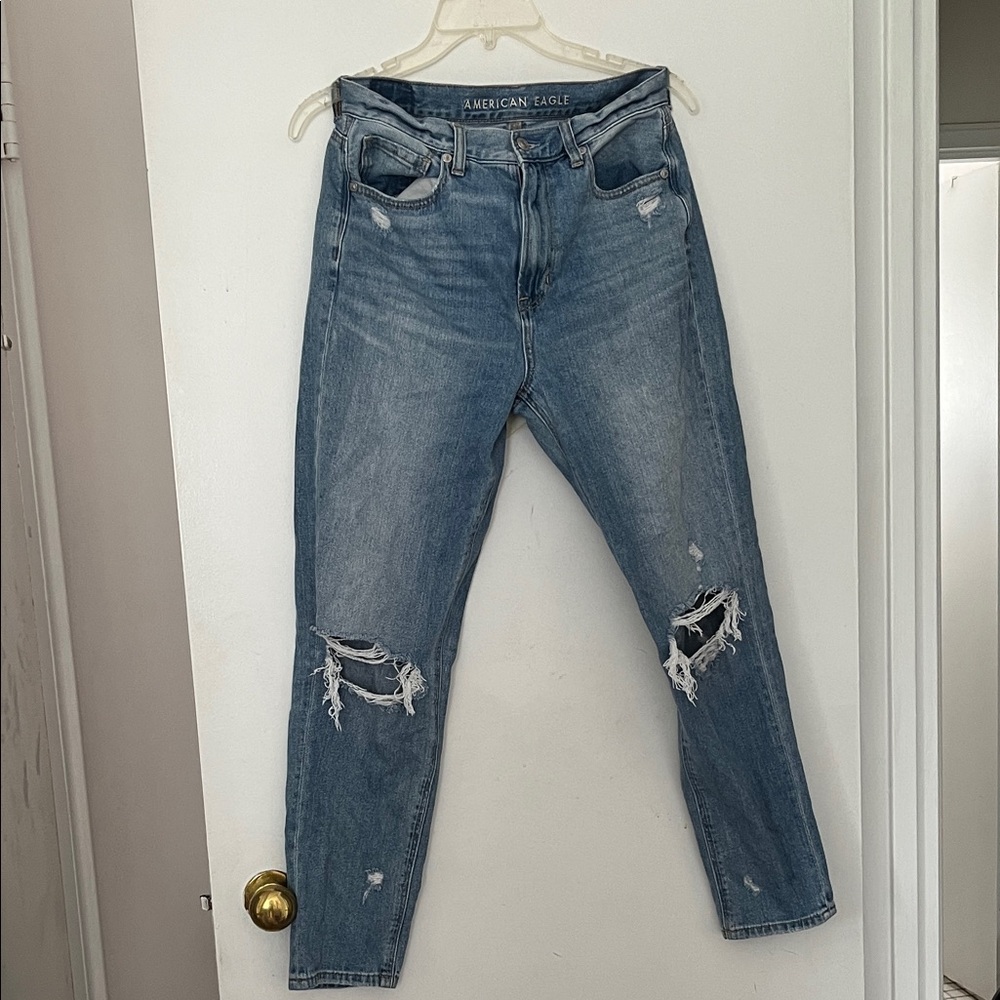 American Eagle Outfitters Women's Light Blue Straight Leg Jeans